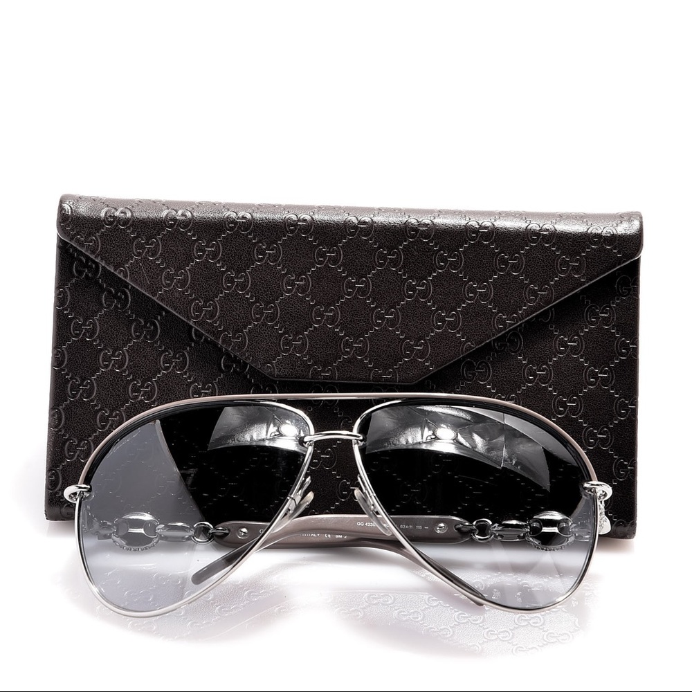 Gucci Crystal Marina Chain Aviator Sunglasses